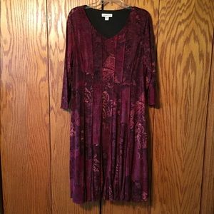 Dress, burgundy/black print